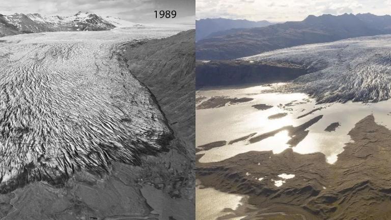 Composite aerial images of Fláajökull